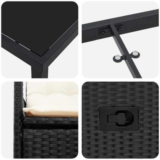 3379540 9 Set de Dining pentru Grădină cu Pernițe Negru Ratan Poly 3379540 9