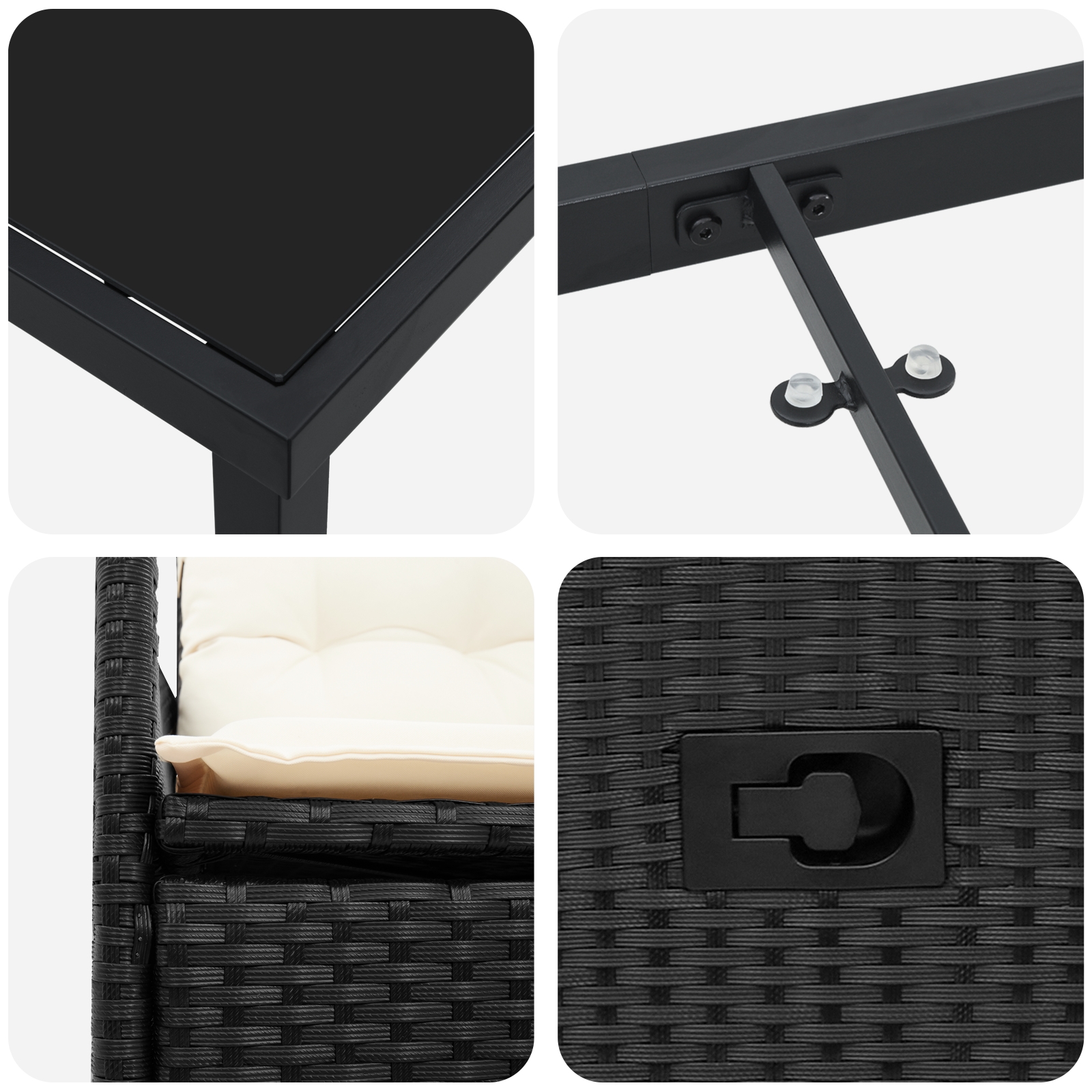 3379540 9 Set de Dining pentru Grădină cu Pernițe Negru Ratan Poly Set de Dining pentru Grădină cu Pernițe Negru Ratan Poly - imagine 9