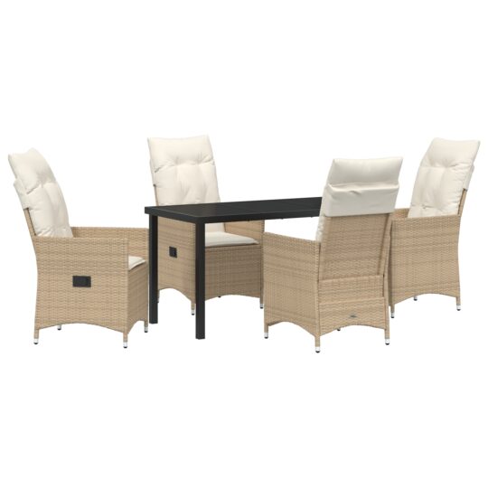 Alternative view of Set de masă pentru grădină cu pernă 5 pcs Bej Rattan poli