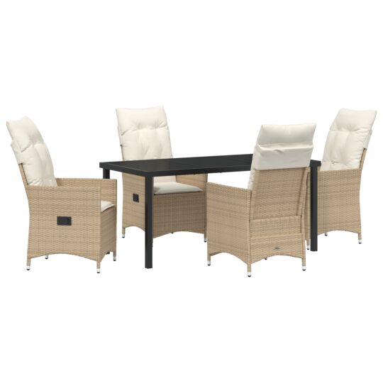Alternative view of Set de masă pentru grădină cu pernă 5 pcs Bej Rattan poli