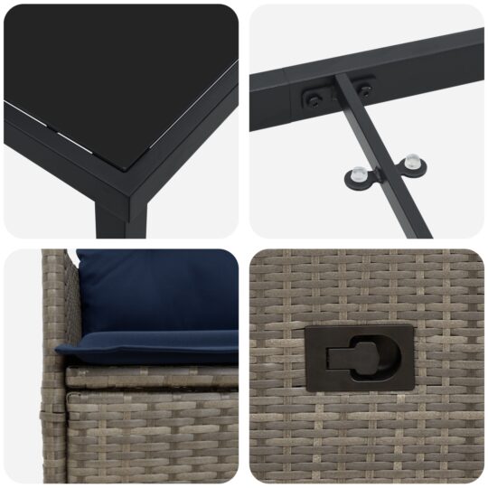 3379599 9 Set de masă pentru grădină 5 pcs Gri poliratan 3379599 9