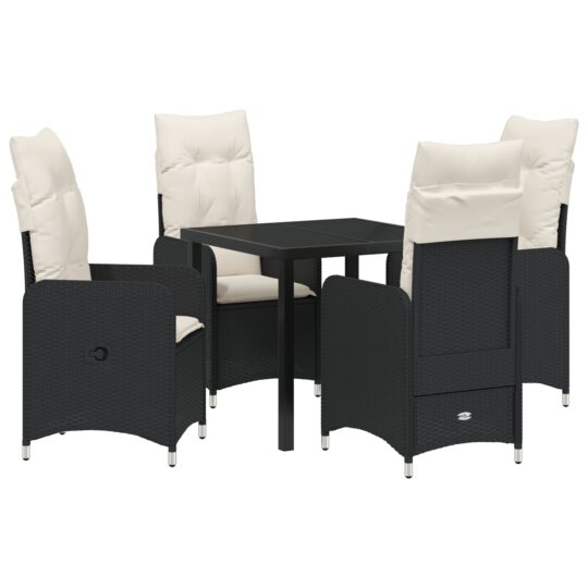 Alternative view of Set de masă pentru grădină cu pernă 5 pcs Negru Rattan poli