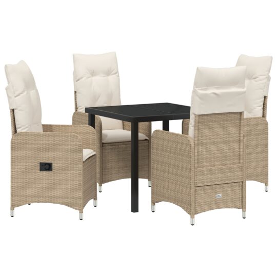 Alternative view of Set de masă pentru grădină cu pernă 5 pcs Bej Rattan poli