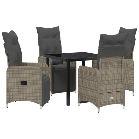 Alternative view of Set de masă pentru grădină cu pernă 5 pcs Bej Rattan poli