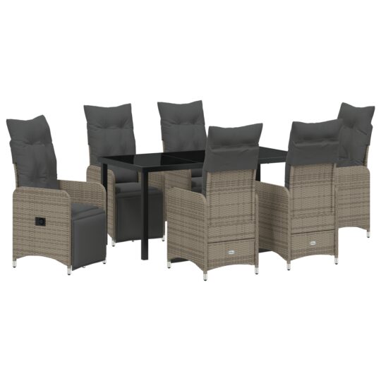 Alternative view of Set de masă pentru grădină cu pernă 7 pcs Bej Rattan poli