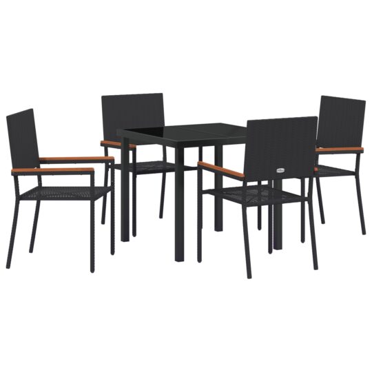 Alternative view of Set de masă pentru grădină 5 pcs Negru Rattan poli