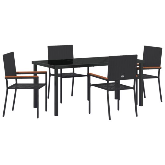 Alternative view of Set de masă pentru grădină 5 pcs Negru Rattan poli