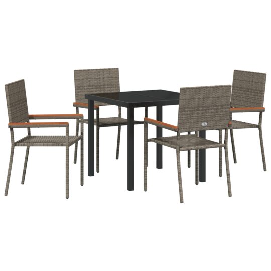 Alternative view of Set de masă pentru grădină 5 pcs Gri Rattan poli