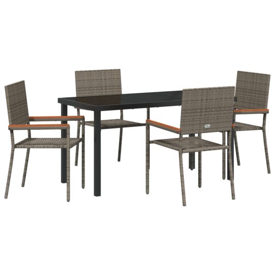 Alternative view of Set de masă pentru grădină 5 pcs Gri Rattan poli