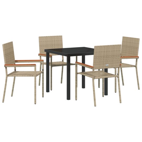 Alternative view of Set de masă pentru grădină 5 pcs Bej Rattan poli