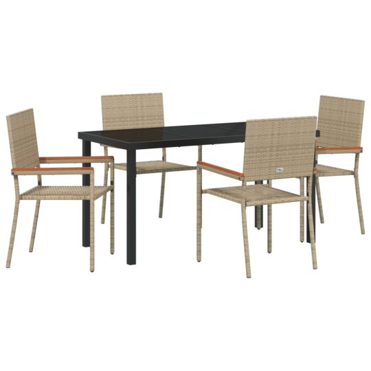Alternative view of Set de masă pentru grădină 5 pcs Bej Rattan poli