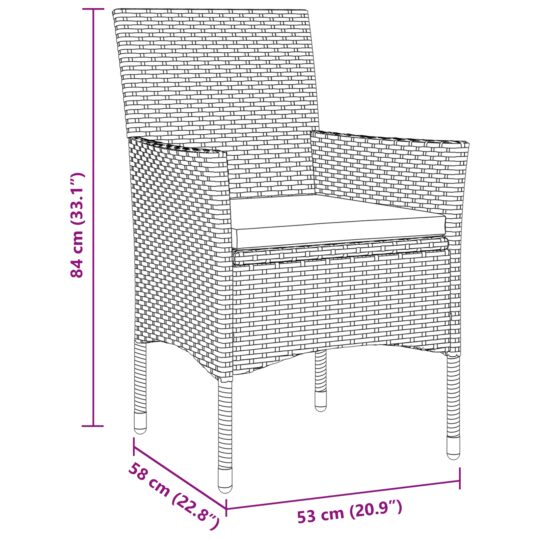 3379732 10 Set de masă pentru grădină cu pernă 5 pcs Gri Rattan poli 3379732 10