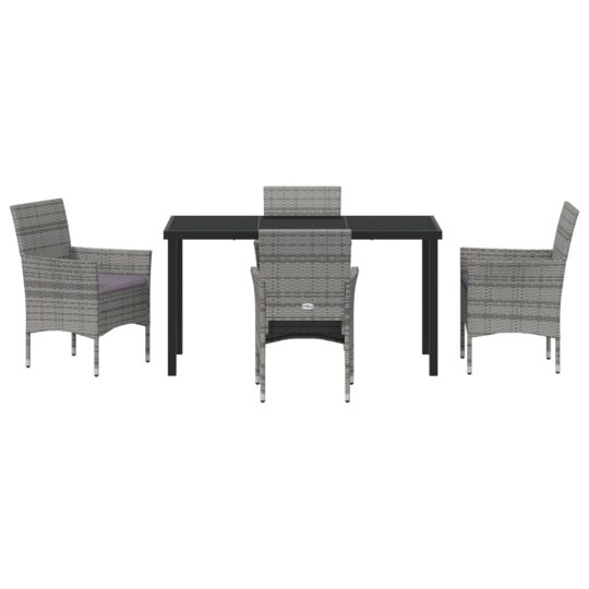 3379732 7 Set de masă pentru grădină cu pernă 5 pcs Gri Rattan poli 3379732 7
