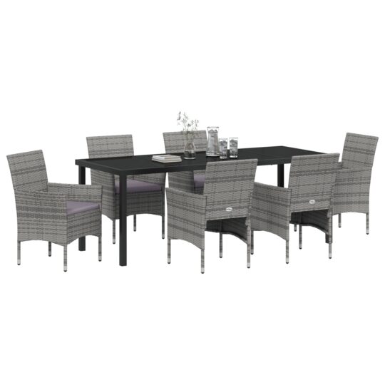 3379735 3 Set de dining pentru grădină 7 pescăruș gri ratan polimeric 3379735 3