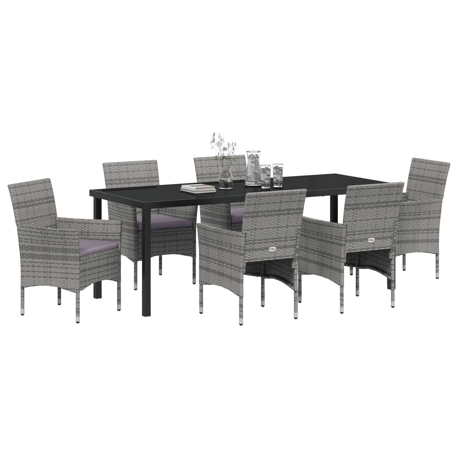 3379735 3 Set de dining pentru grădină 7 pescăruș gri ratan polimeric Set de dining pentru grădină 7 pescăruș gri ratan polimeric - imagine 3