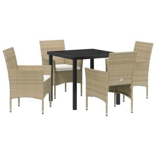 Alternative view of Set de masă pentru grădină cu pernă 5 pcs Bej Rattan poli