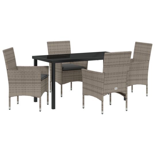 Alternative view of Set de masă pentru grădină cu pernă 5 pcs Gri Rattan poli
