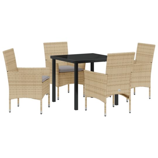 Alternative view of Set de masă pentru grădină cu pernă 5 pcs Bej Rattan poli