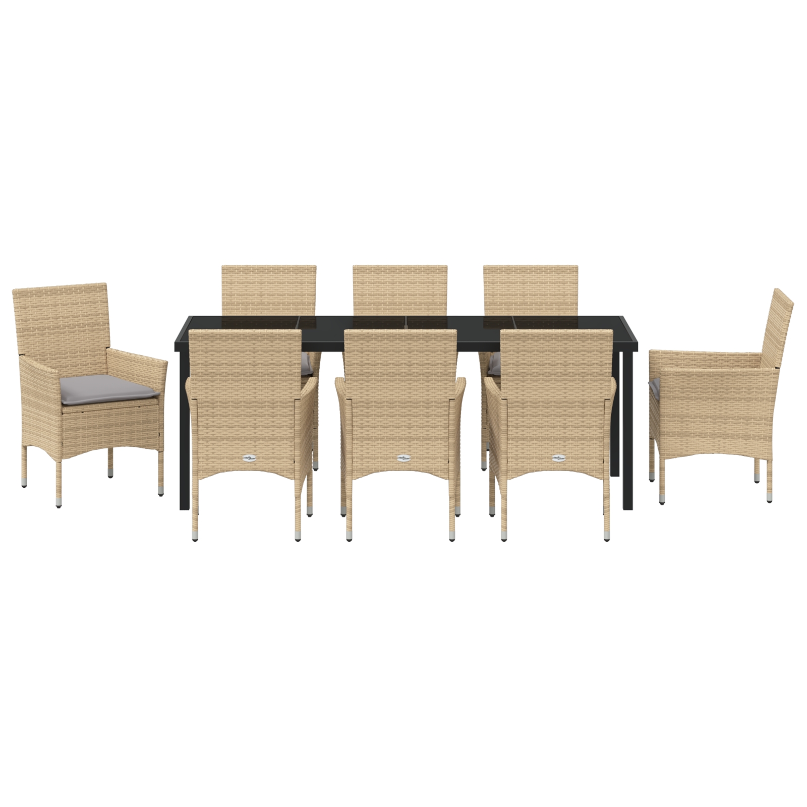 3379799 7 Set de Mese pentru Grădină cu 9 Piese și Perne Bej Ratan Poliester Set de Mese pentru Grădină cu 9 Piese și Perne Bej Ratan Poliester - imagine 7