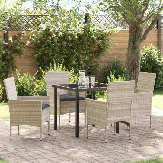 Set de masă pentru grădină 5 pcs Gri deschis Rattan poli