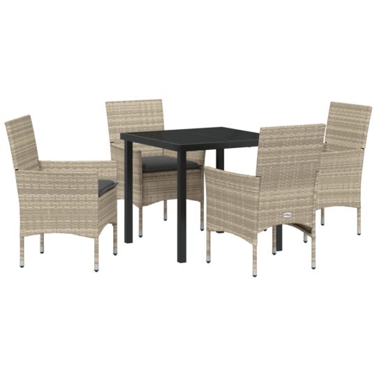 Alternative view of Set de masă pentru grădină 5 pcs Gri deschis Rattan poli