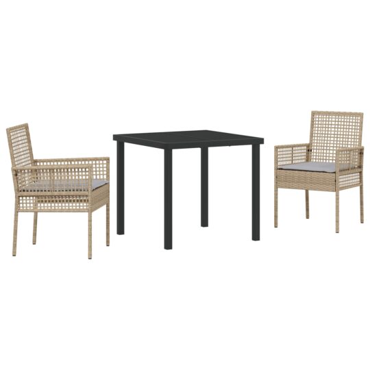 Alternative view of Set de masă pentru grădină cu pernă 3 pcs Bej Rattan poli