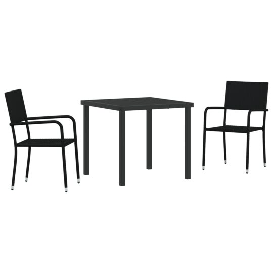 Alternative view of Set de masă pentru grădină 3 pcs Negru Rattan poli