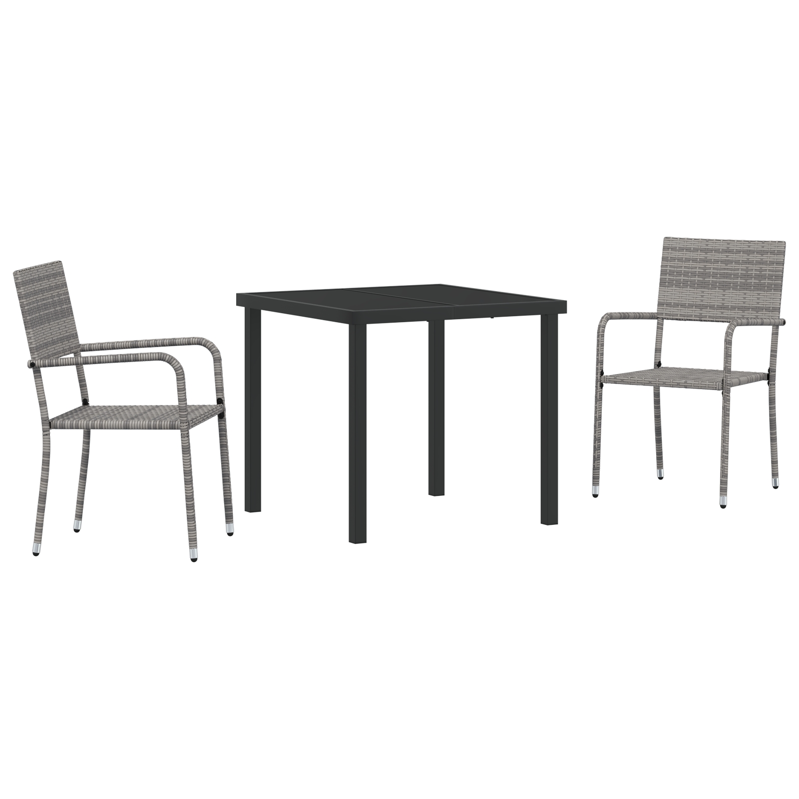 3379912 2 Set de masă pentru grădină 3 pcs Gri Rattan poli Set de masă pentru grădină 3 pcs Gri Rattan poli - imagine 2