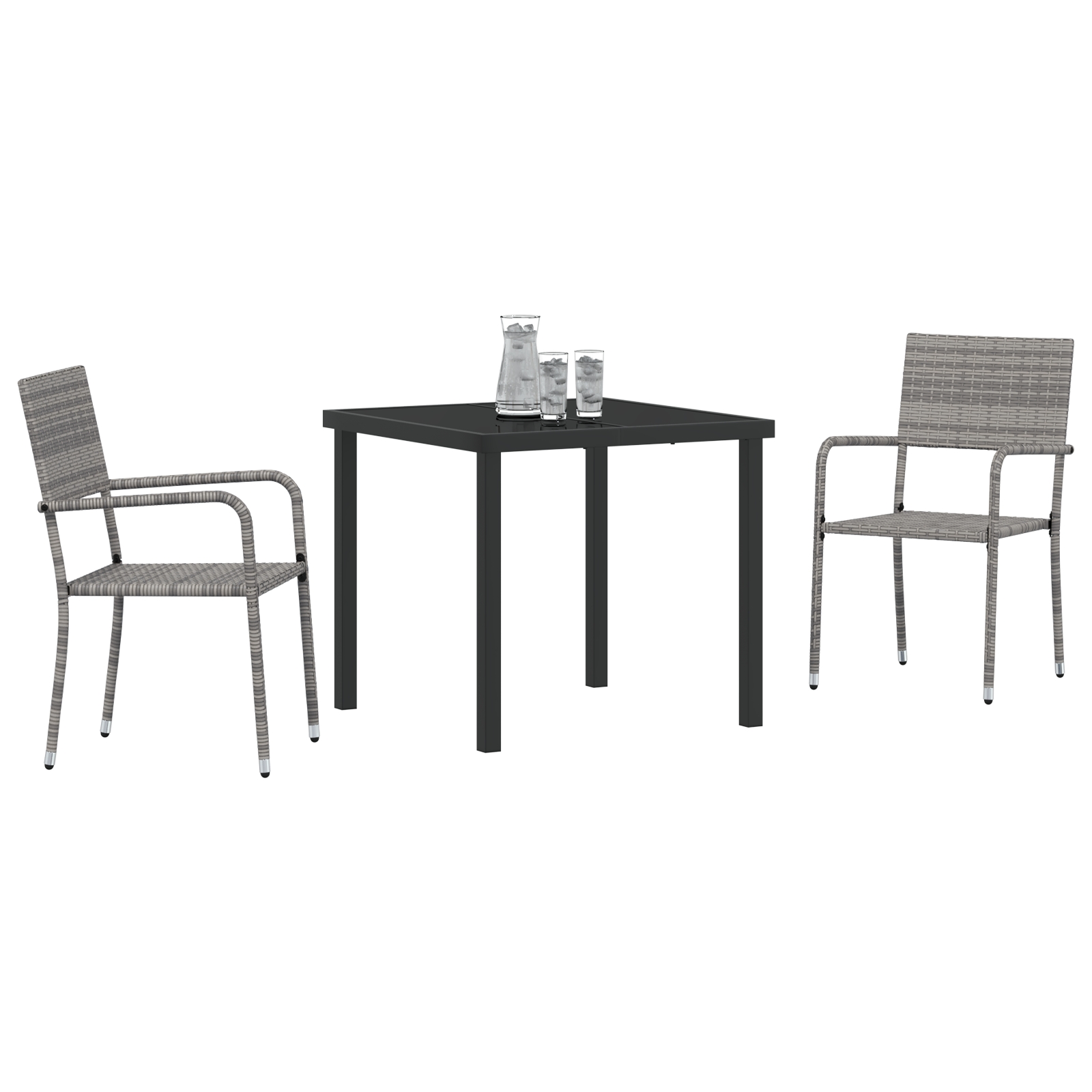 3379912 3 Set de masă pentru grădină 3 pcs Gri Rattan poli Set de masă pentru grădină 3 pcs Gri Rattan poli - imagine 3