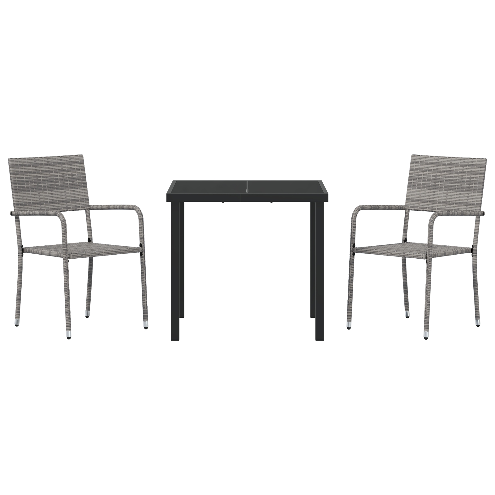 3379912 7 Set de masă pentru grădină 3 pcs Gri Rattan poli Set de masă pentru grădină 3 pcs Gri Rattan poli - imagine 7