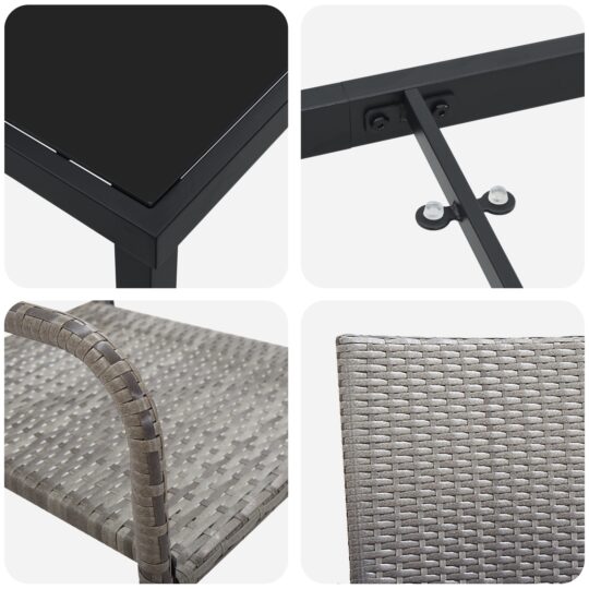 3379912 9 Set de masă pentru grădină 3 pcs Gri Rattan poli 3379912 9