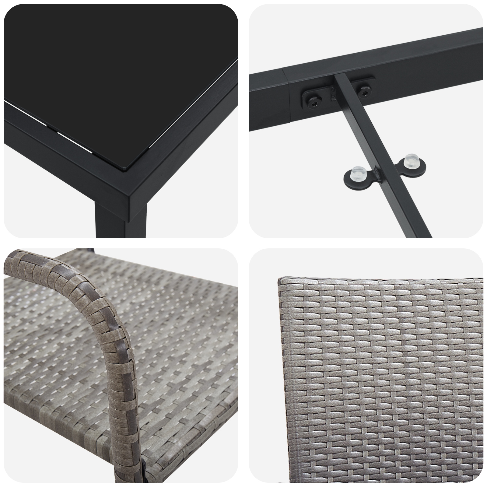 3379912 9 Set de masă pentru grădină 3 pcs Gri Rattan poli Set de masă pentru grădină 3 pcs Gri Rattan poli - imagine 9