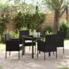 3379920 1 Set de masă pentru grădină cu pernă 5 pcs Negru Rattan poli 3379920 1