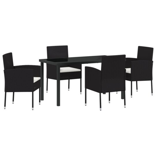 Alternative view of Set de masă pentru grădină cu pernă 5 pcs Negru Rattan poli