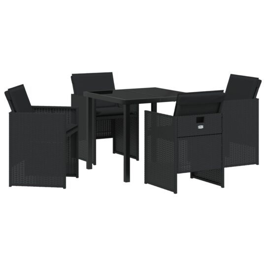 Alternative view of Set de masă pentru grădină cu pernă 5 pcs Negru Rattan poli