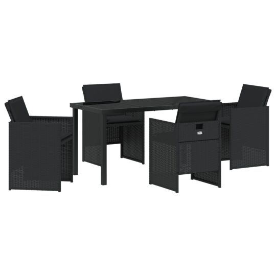 Alternative view of Set de masă pentru grădină cu pernă 5 pcs Negru Rattan poli