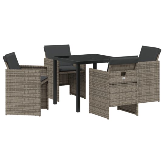 Alternative view of Set de masă pentru grădină cu pernă 5 pcs Gri Rattan poli
