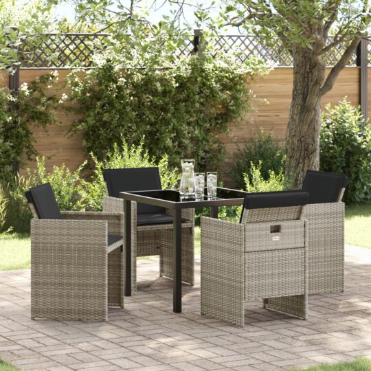 Set de masă pentru grădină 5 pcs Gri deschis Rattan poli