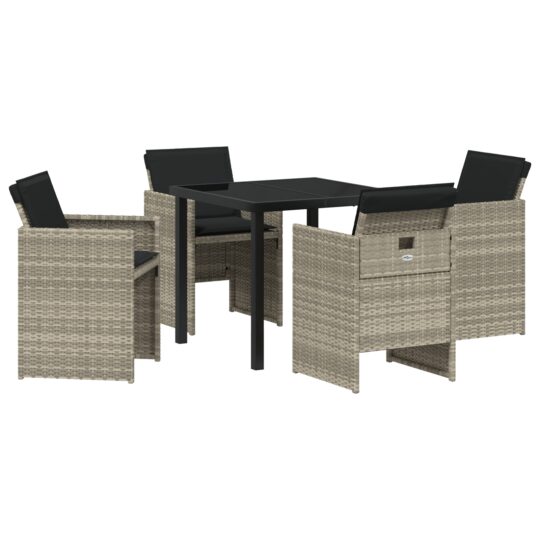 Alternative view of Set de masă pentru grădină 5 pcs Gri deschis Rattan poli