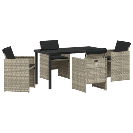 Alternative view of Set de masă pentru grădină 5 pcs Gri deschis Rattan poli