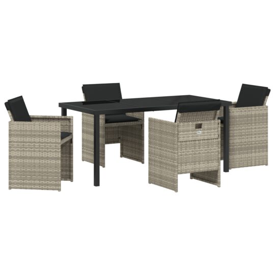 Alternative view of Set de masă pentru grădină 5 pcs Gri deschis Rattan poli
