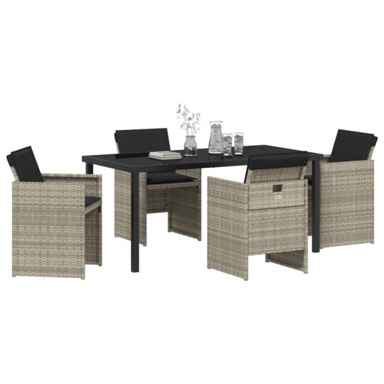3379962 3 Set de masă pentru grădină 5 pcs Gri deschis Rattan poli 3379962 3