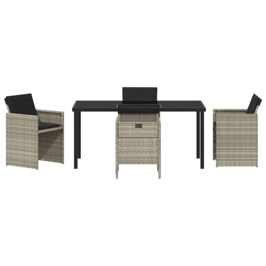 3379962 7 Set de masă pentru grădină 5 pcs Gri deschis Rattan poli 3379962 7