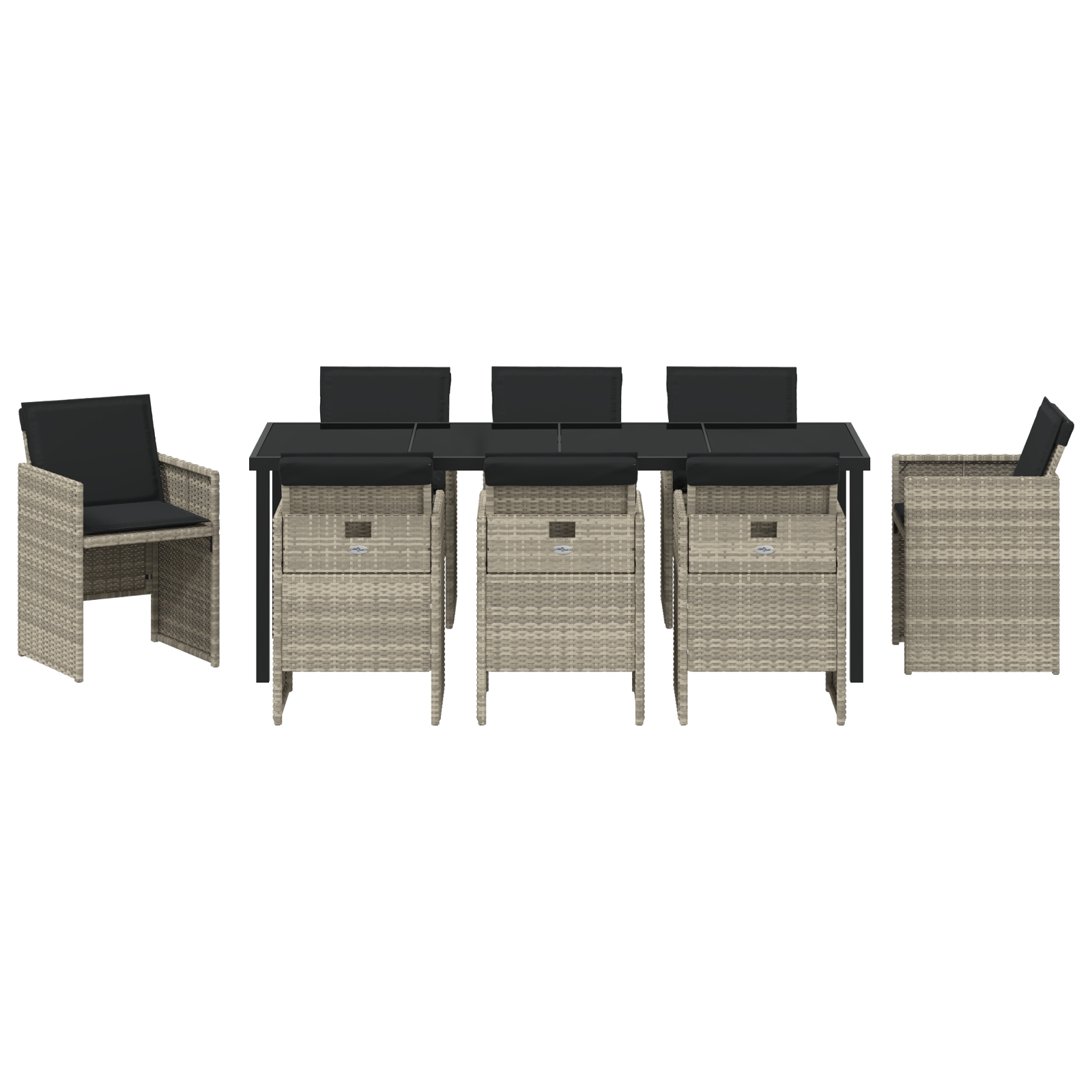 3379963 7 Set de Dining pentru Grădină cu 9 Piese și Perne Gri deschis din Ratan Polimeric Set de Dining pentru Grădină cu 9 Piese și Perne Gri deschis din Ratan Polimeric - imagine 7