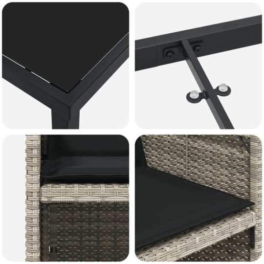 3379963 9 Set de Dining pentru Grădină cu 9 Piese și Perne Gri deschis din Ratan Polimeric 3379963 9