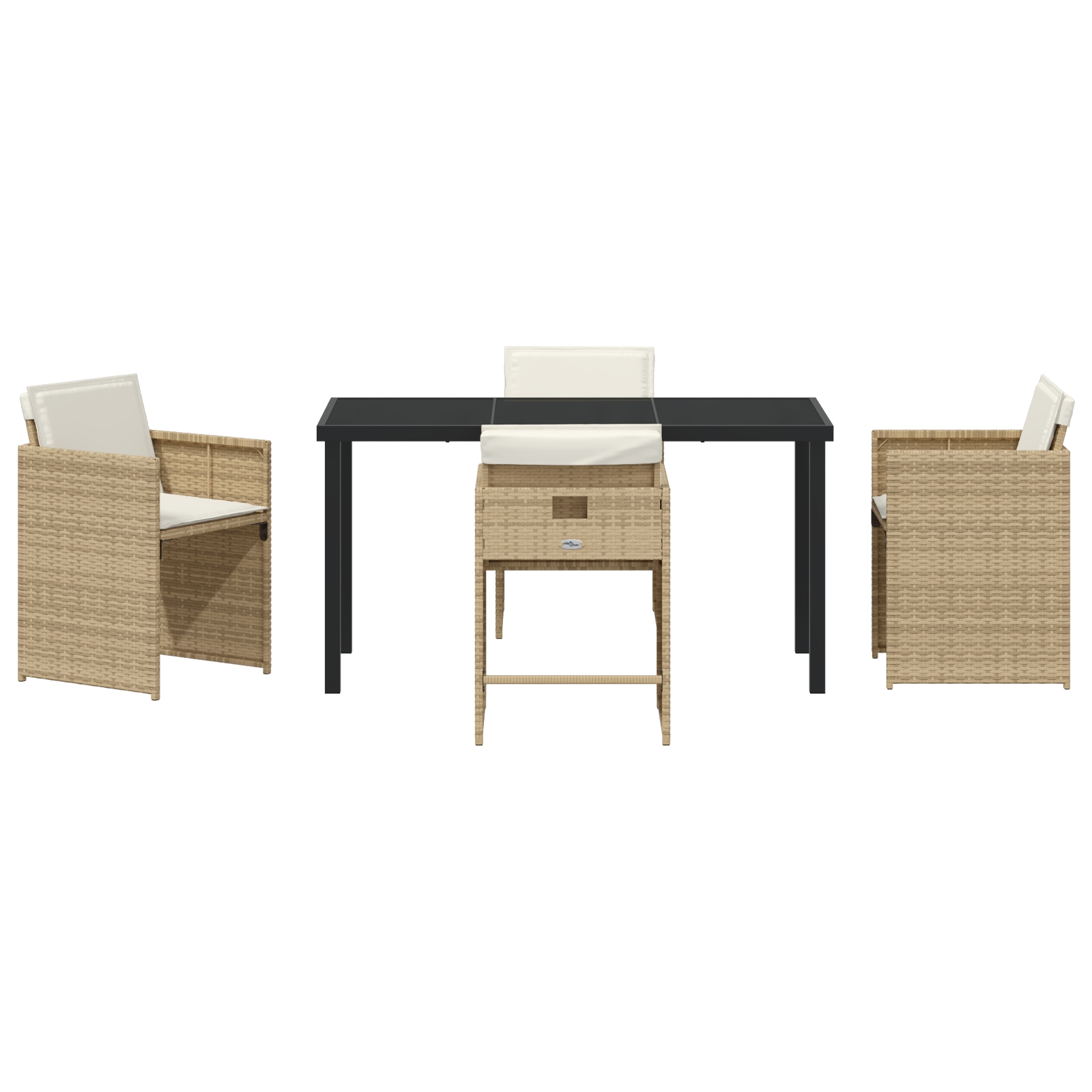 Set de masă pentru grădină cu pernă 5 pcs Bej Rattan poli - imagine 7