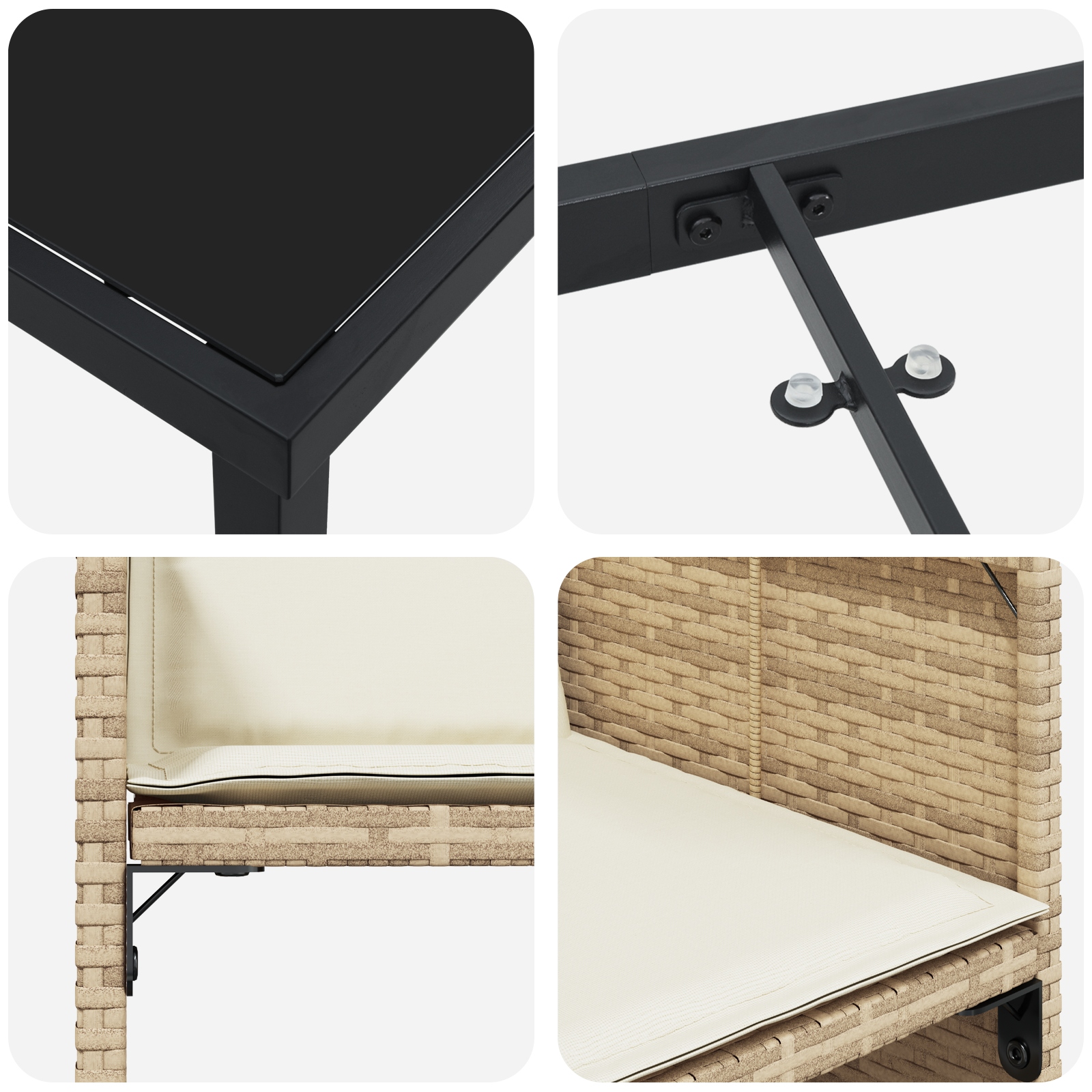 Set de masă pentru grădină cu pernă 5 pcs Bej Rattan poli - imagine 9