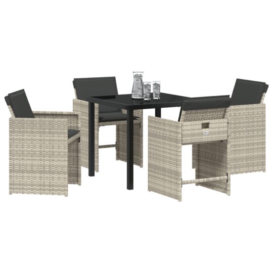 3379992 3 Set de masă pentru grădină 5 pcs Gri deschis Rattan poli 3379992 3