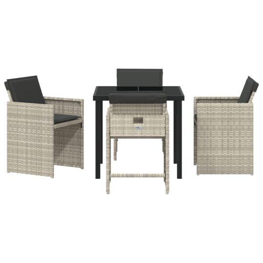 3379992 7 Set de masă pentru grădină 5 pcs Gri deschis Rattan poli 3379992 7