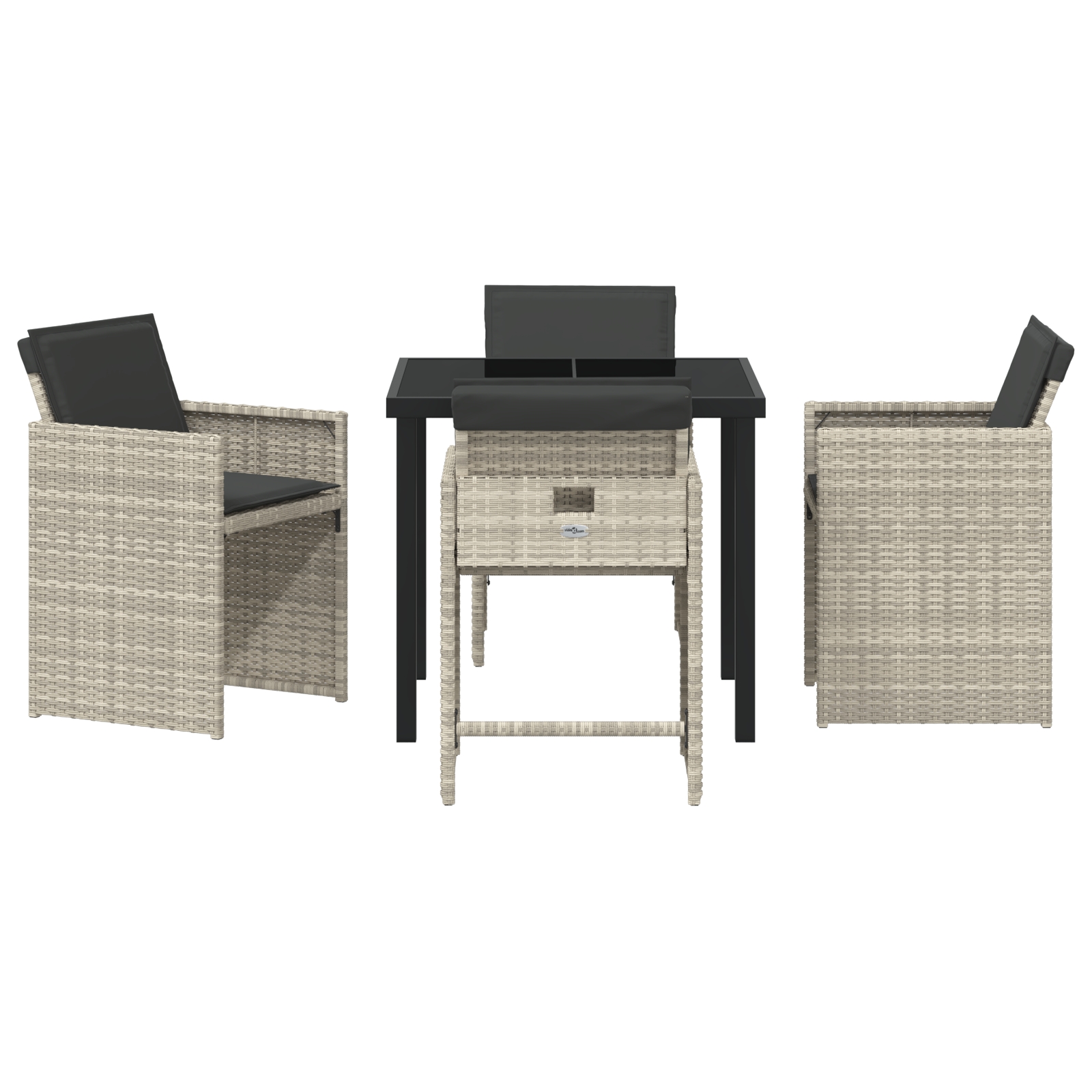 3379992 7 Set de masă pentru grădină 5 pcs Gri deschis Rattan poli Set de masă pentru grădină 5 pcs Gri deschis Rattan poli - imagine 7
